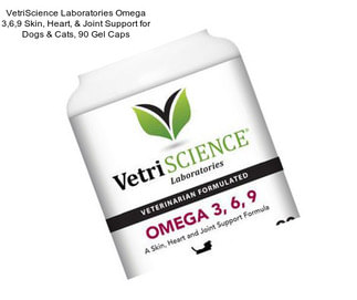 VetriScience Laboratories Omega 3,6,9 Skin, Heart, & Joint Support for Dogs & Cats, 90 Gel Caps