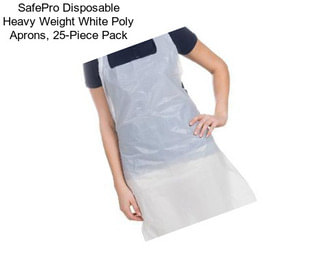 SafePro Disposable Heavy Weight White Poly Aprons, 25-Piece Pack