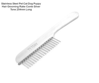 Stainless Steel Pet Cat Dog Puppy Hair Grooming Rake Comb Silver Tone 254mm Long