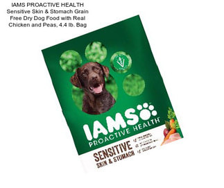 IAMS PROACTIVE HEALTH Sensitive Skin & Stomach Grain Free Dry Dog Food with Real Chicken and Peas, 4.4 lb. Bag