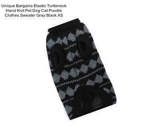 Unique Bargains Elastic Turtleneck Hand Knit Pet Dog Cat Poodle Clothes Sweater Gray Black XS