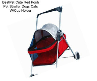 BestPet Cute Red Posh Pet Stroller Dogs Cats W/Cup Holder