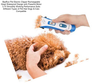 BaoRun Pet Electric Clipper Rechargeable Great Waterproof Design with Powerful Motor 3.7V Smoothly Working Performance Suits Different Types of Pet Hair Dogs & Cats Compatible