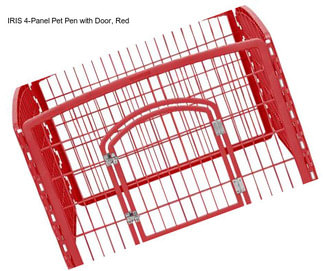 IRIS 4-Panel Pet Pen with Door, Red