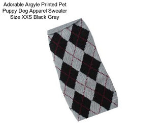 Adorable Argyle Printed Pet Puppy Dog Apparel Sweater Size XXS Black Gray