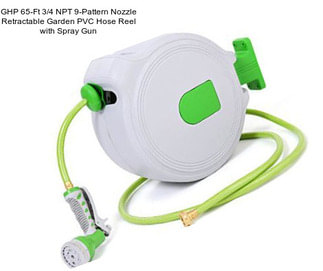 GHP 65-Ft 3/4 NPT 9-Pattern Nozzle Retractable Garden PVC Hose Reel with Spray Gun