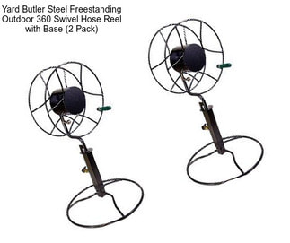 Yard Butler Steel Freestanding Outdoor 360 Swivel Hose Reel with Base (2 Pack)