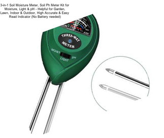 3-in-1 Soil Moisture Meter, Soil Ph Meter Kit for Moisture, Light & pH - Helpful for Garden, Lawn, Indoor & Outdoor, High Accurate & Easy Read Indicator (No Battery needed)