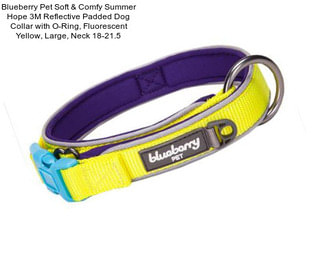 Blueberry Pet Soft & Comfy Summer Hope 3M Reflective Padded Dog Collar with O-Ring, Fluorescent Yellow, Large, Neck 18\