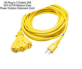 US Plug to 3 Outlets 25ft 16/3 SJTW Medium-Duty Power Outdoor Extension Cord