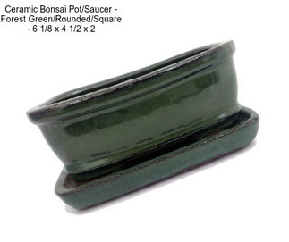 Ceramic Bonsai Pot/Saucer - Forest Green/Rounded/Square - 6 1/8\