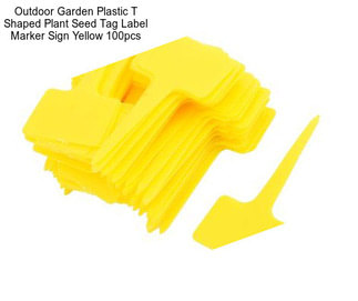 Outdoor Garden Plastic T Shaped Plant Seed Tag Label Marker Sign Yellow 100pcs