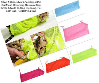 Dilwe 5 Colors Multi-Functional Pet Cat Mesh Grooming Restraint Bag for Bath Nails Cutting Cleaning, Pet Bath Bag, Pet Bathing Bag