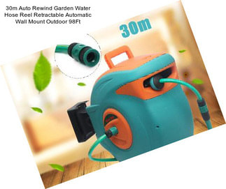 30m Auto Rewind Garden Water Hose Reel Retractable Automatic Wall Mount Outdoor 98Ft