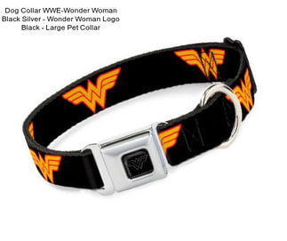 Dog Collar WWE-Wonder Woman Black Silver - Wonder Woman Logo Black - Large Pet Collar