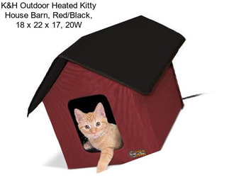 K&H Outdoor Heated Kitty House Barn, Red/Black, 18\