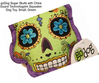 GoDog Sugar Skulls with Chew Guard Technologytm Squeaker Dog Toy, Small, Green