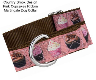 Country Brook Design Pink Cupcakes Ribbon Martingale Dog Collar