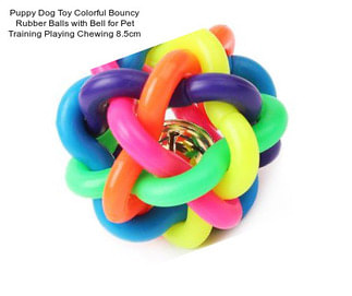 Puppy Dog Toy Colorful Bouncy Rubber Balls with Bell for Pet Training Playing Chewing 8.5cm