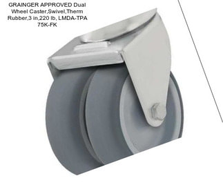 GRAINGER APPROVED Dual Wheel Caster,Swivel,Therm Rubber,3 in,220 lb, LMDA-TPA 75K-FK