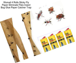 Womail 4 Rolls Sticky Fly Paper Eliminate Flies Insect Bug Glue Paper Catcher Trap