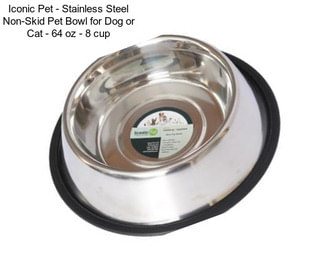 Iconic Pet - Stainless Steel Non-Skid Pet Bowl for Dog or Cat - 64 oz - 8 cup