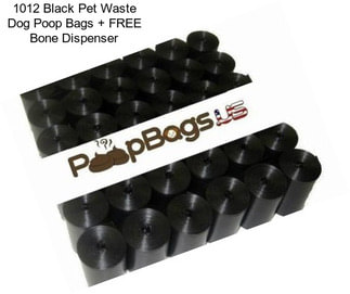 1012 Black Pet Waste Dog Poop Bags + FREE Bone Dispenser