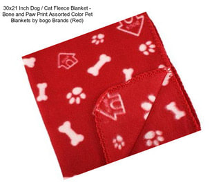 30x21 Inch Dog / Cat Fleece Blanket - Bone and Paw Print Assorted Color Pet Blankets by bogo Brands (Red)