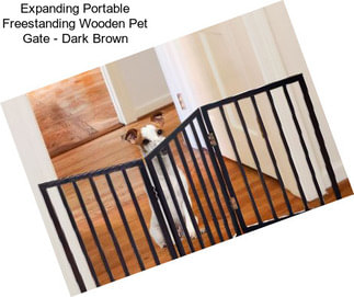 Expanding Portable Freestanding Wooden Pet Gate - Dark Brown