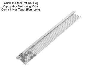 Stainless Steel Pet Cat Dog Puppy Hair Grooming Rake Comb Silver Tone 25cm Long