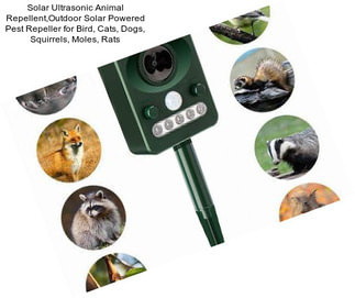 Solar Ultrasonic Animal Repellent,Outdoor Solar Powered Pest Repeller for Bird, Cats, Dogs, Squirrels, Moles, Rats