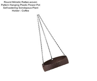 Round Mimetic Rattan-woven Pattern Hanging Plastic Flower Pot Self-watering Scindapsus Plant Holder - Coffee