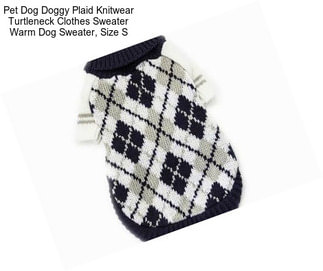 Pet Dog Doggy Plaid Knitwear Turtleneck Clothes Sweater Warm Dog Sweater, Size S