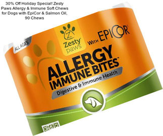 30% Off Holiday Special! Zesty Paws Allergy & Immune Soft Chews for Dogs with EpiCor & Salmon Oil, 90 Chews