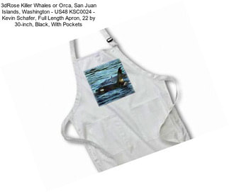 3dRose Killer Whales or Orca, San Juan Islands, Washington - US48 KSC0024 - Kevin Schafer, Full Length Apron, 22 by 30-inch, Black, With Pockets