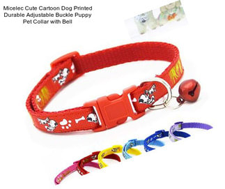 Micelec Cute Cartoon Dog Printed Durable Adjustable Buckle Puppy Pet Collar with Bell