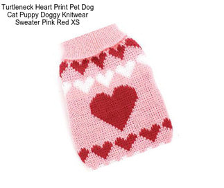 Turtleneck Heart Print Pet Dog Cat Puppy Doggy Knitwear Sweater Pink Red XS