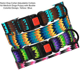 Nylon Dog Collar Adjustable Collars for Medium Dogs Puppy with Buckle Colorful Design, Yellow / Blue