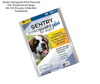 Sentry Fiproguard Plus Flea and Tick Treatment for Dogs, 89-132 Pounds, 6 Monthly Treatments