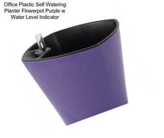 Office Plastic Self Watering Planter Flowerpot Purple w Water Level Indicator