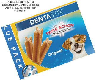 PEDIGREE DENTASTIX Small/Medium Dental Dog Treats Original, 1.57 lb. Value Pack (45 Treats)