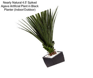 Nearly Natural 4.5\' Spiked Agave Artificial Plant in Black Planter (Indoor/Outdoor)