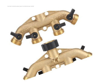 Dilwe 3/4 inch Brass 4 Way Hose Pipe Splitter Nozzle Switcher Tap Connectors for Garden Irrigation,Hose Tap Connector, Hose Pipe Splitter