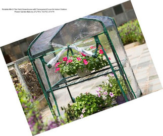 Portable Mini 2-Tier Herb Greenhouse with Transparent Cover for Indoor Outdoor Flower Garden Balcony 27.2\'\'W x 19.3\'\'D x 37.4\'\'H