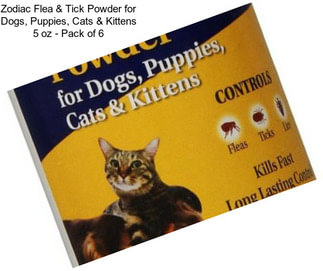 Zodiac Flea & Tick Powder for Dogs, Puppies, Cats & Kittens 5 oz - Pack of 6