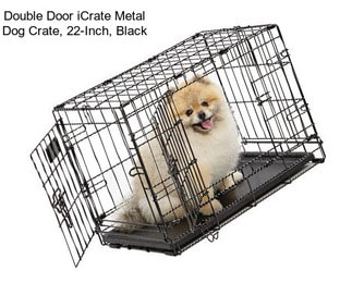 Double Door iCrate Metal Dog Crate, 22-Inch, Black