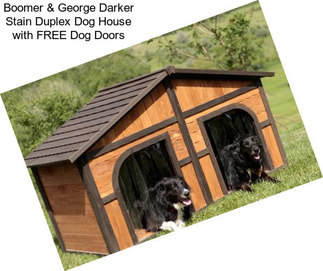 Boomer & George Darker Stain Duplex Dog House with FREE Dog Doors