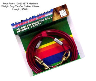 Four Paws 100203877 Medium Weight Dog Tie-Out Cable, 15 feet Length, 950 lb