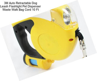 3M Auto Retractable Dog Leash Flashlight Pet Dispenser Waste Walk Bag Cord 10 Ft