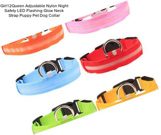 Girl12Queen Adjustable Nylon Night Safety LED Flashing Glow Neck Strap Puppy Pet Dog Collar